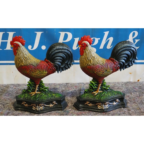 497 - Cast iron cockerel door stops 13