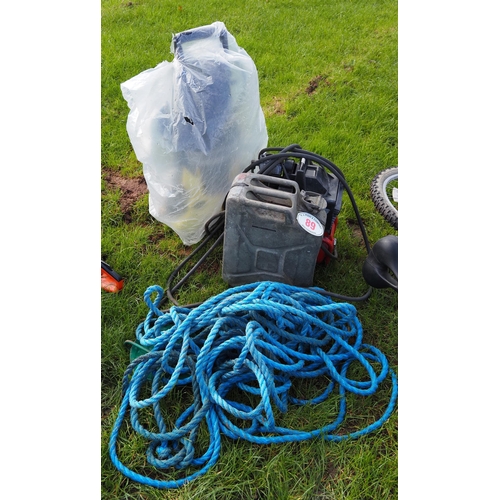 89 - Compressor, washer, rope and jerry cans