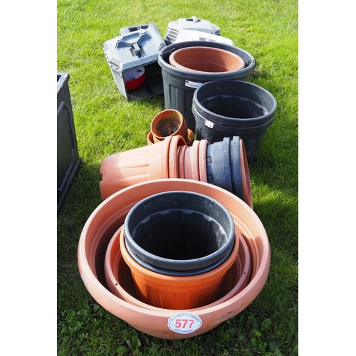 577 - Various planters and collector boxes