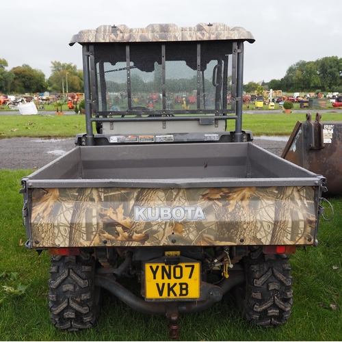 1620 - Kubota RTV 900 4x4 diesel utility vehicle. Showing 3840 hours, runs and drives. Reg. YN07 VKB. V5 an... 