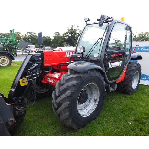 1621 - Manitou MLT627 turbo loader. 2011. Runs and drives. Showing 4438 hours. C/w bucket, pallet tines and... 