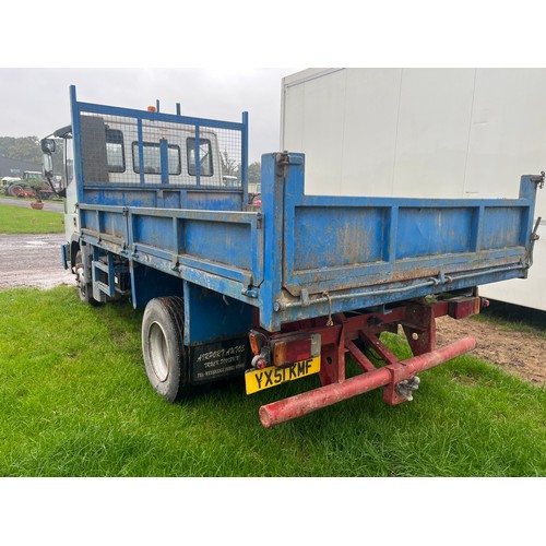 1664 - Ford Iveco Cargo 75E tipper lorry. Runs and drives. Tip bed in working order. Showing 151,661 km. Re... 