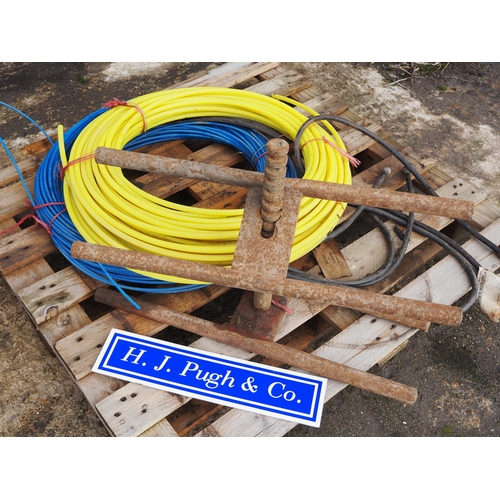 26 - Pallet of plastic pipe and gearbox puller