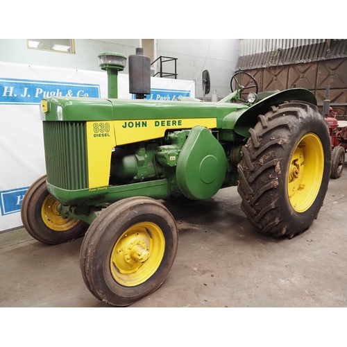 96 - John Deere 830 Diesel tractor. 1958. 
SN. 8301152. Fitted with power steering, auxiliary pipes, good... 