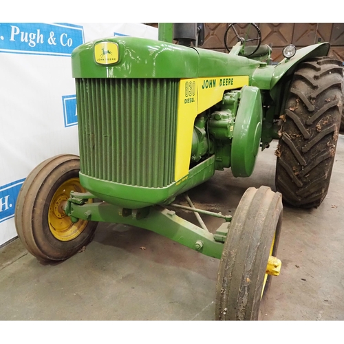 96 - John Deere 830 Diesel tractor. 1958. 
SN. 8301152. Fitted with power steering, auxiliary pipes, good... 