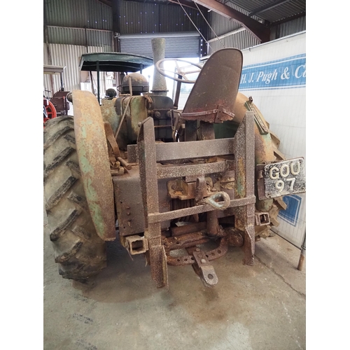 105 - Field Marshall Series 2 Tractor. 1948. Engine is free. Fitted with winch. Reg GOU 97