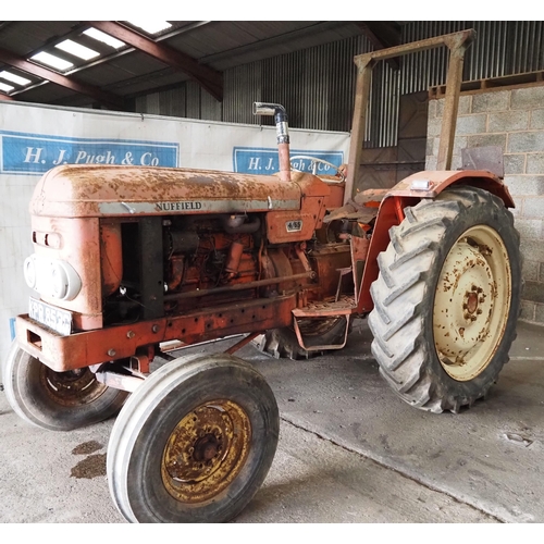 113 - Nuffield 4/65 Tractor. Runs and drives. Fitted with roll frame. S/n 65N/300142-118656. Reg KPR 853G