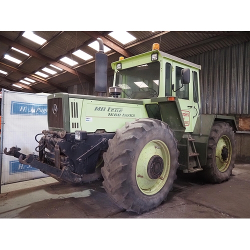 Mercedez Benz MB Trac 1600 Turbo tractor. 1990. Runs and drives. SN- 36695410105106. Fitted with air brakes, front springs, 50K gearbox and front linkage. Showing 5562 Hours which are believed to be genuine. Supplied by Startin Tractors. Reg H171 XFL. V5