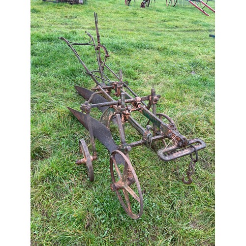 58 - Believed Hornby horse drawn 2 furrow plough