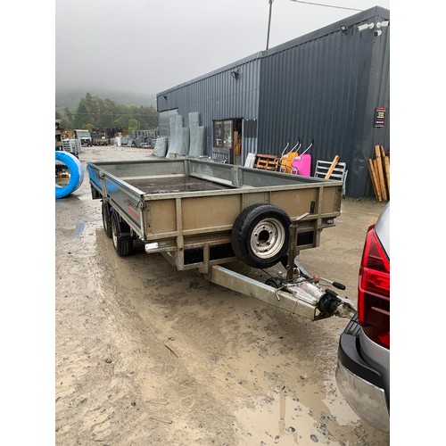 652 - Nugent flatbed dropside trailer 14ft x 6'7ft