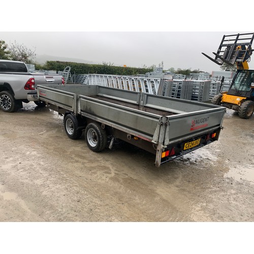 652 - Nugent flatbed dropside trailer 14ft x 6'7ft