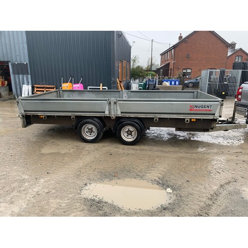 652 - Nugent flatbed dropside trailer 14ft x 6'7ft