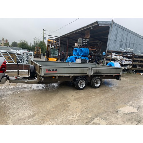 652 - Nugent flatbed dropside trailer 14ft x 6'7ft