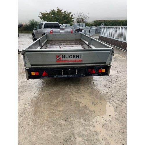 652 - Nugent flatbed dropside trailer 14ft x 6'7ft