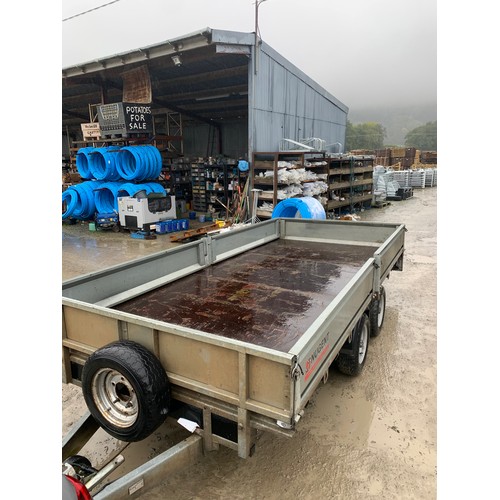 652 - Nugent flatbed dropside trailer 14ft x 6'7ft