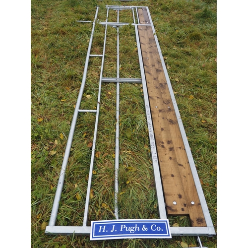 107 - Galvanised sheep barrier with access gate and adjustable bars 14'2