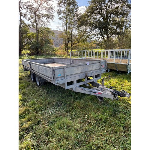 653 - Nugent flatbed dropside trailer 14ft