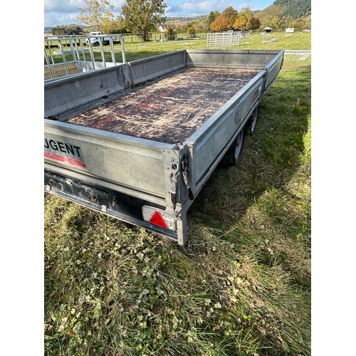 653 - Nugent flatbed dropside trailer 14ft