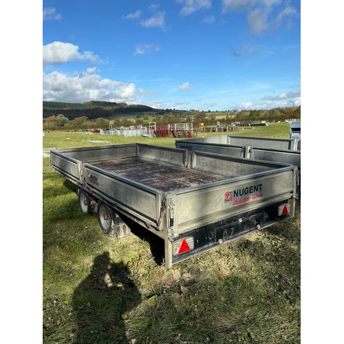 653 - Nugent flatbed dropside trailer 14ft