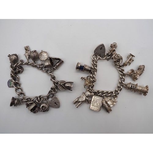 344 - Silver charm bracelets - 2. Total weight approx. 160g