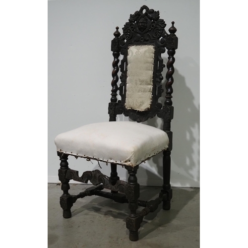 580 - Early carved high back oak chair