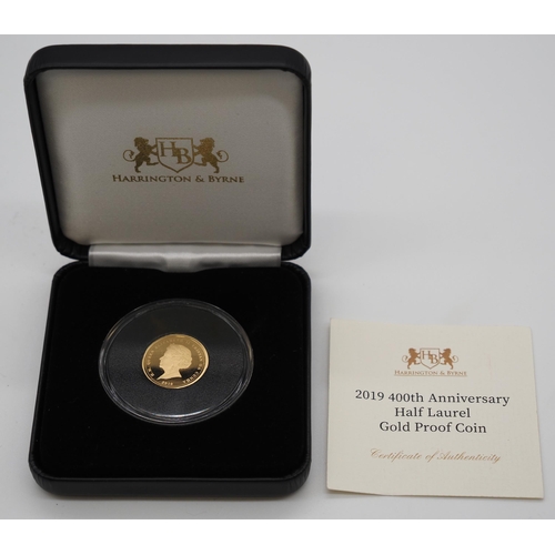 378 - 400th Anniversary half laurel gold proof coin 2019