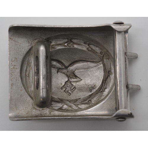 285 - WWII German aluminium Luftwaffe belt buckle made by S.H.u.Co.