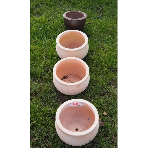 65 - Terracotta pots 3 + 1 other