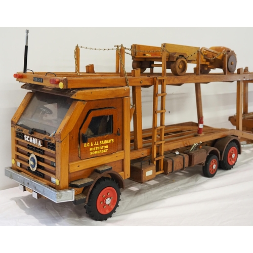 28 - Wooden hand built model vehicle transport lorry 72