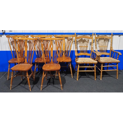 573 - Set of 5 stick back chairs and 2 others