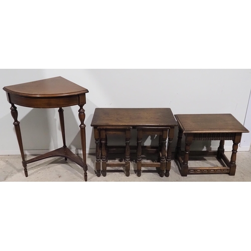 571 - Oak nest of tables, mahogany side table and one other