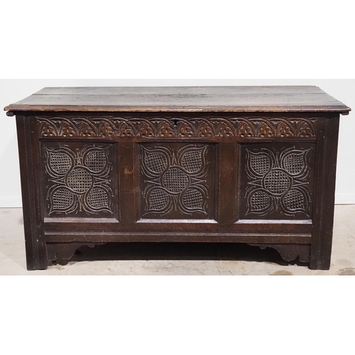 579 - Georgian carved oak coffer H23