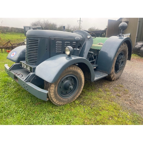 137 - David Brown Taskmaster tractor. 1955. In RAF livery, petrol/TVO, complete with winch. Firestone tyre... 