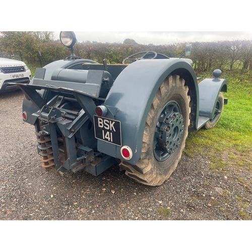 137 - David Brown Taskmaster tractor. 1955. In RAF livery, petrol/TVO, complete with winch. Firestone tyre... 