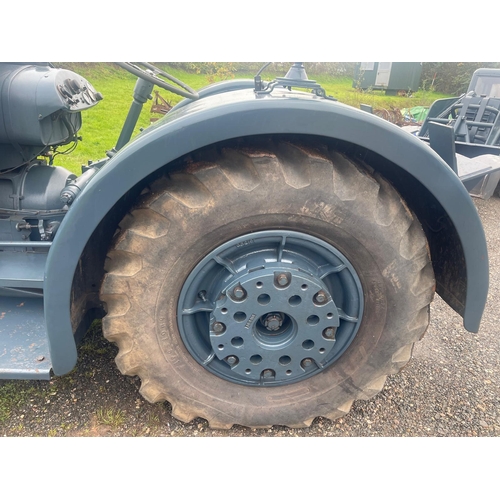 137 - David Brown Taskmaster tractor. 1955. In RAF livery, petrol/TVO, complete with winch. Firestone tyre... 