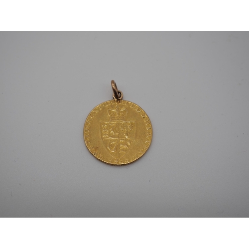 400 - Believed 1798 Gold guinea coin with ring to be worn as a necklace. Approx. 8.7 total.