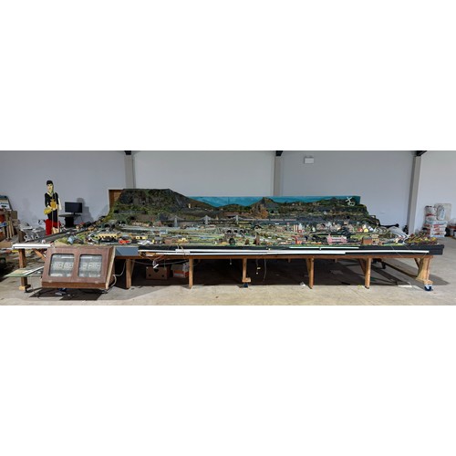 63A - OO Gauge scale model railway layout with detailed scenery including bridges, castles, stations, vehi... 