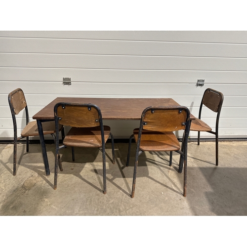 584 - Wood and metal childs table and chairs