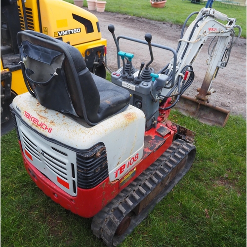 1577 - Takeuchi TB108 1 ton mini digger, 2005