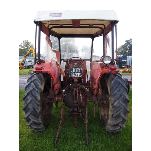 1621 - Massey Ferguson 165 tractor with scirocco cab. Runs and drives. Reg. JUO 147E. No docs. Key in offic... 