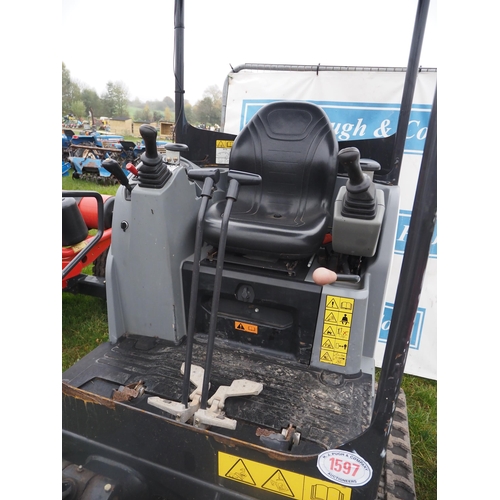 1597 - Bobcat E172 mini digger with 2 buckets. Showing 550 hours