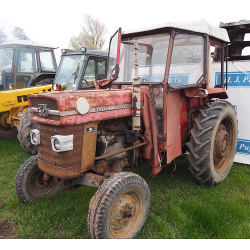 1621 - Massey Ferguson 165 tractor with scirocco cab. Runs and drives. Reg. JUO 147E. No docs. Key in offic... 