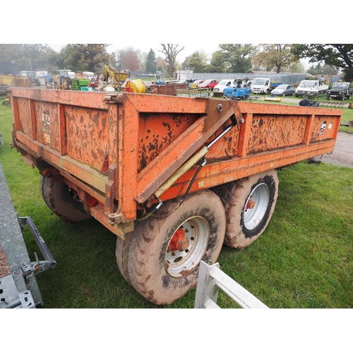 1698 - JPM tandem axle 14ft trailer with hydraulic tailgate and sprung drawbar