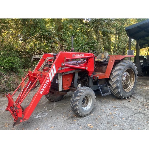 1619 - Massey Ferguson 675 tractor. C/w Chillton 40.70 power loader, in good working order