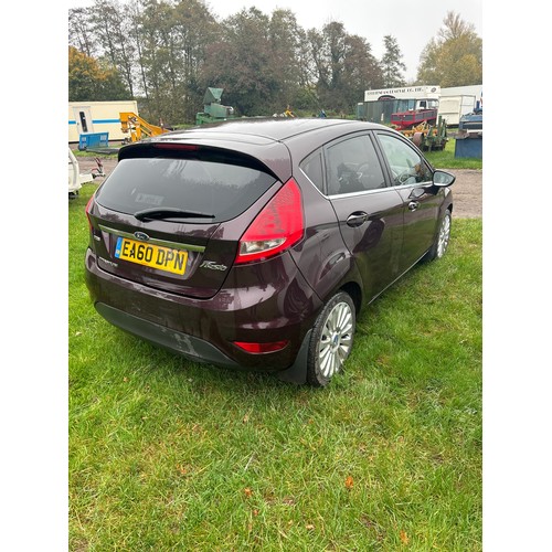 1837 - Ford Fiesta Titanium 1.4 TDCI car, 2010. Driven to sale site. MOT until 28/03/25. Showing 139,047 mi... 