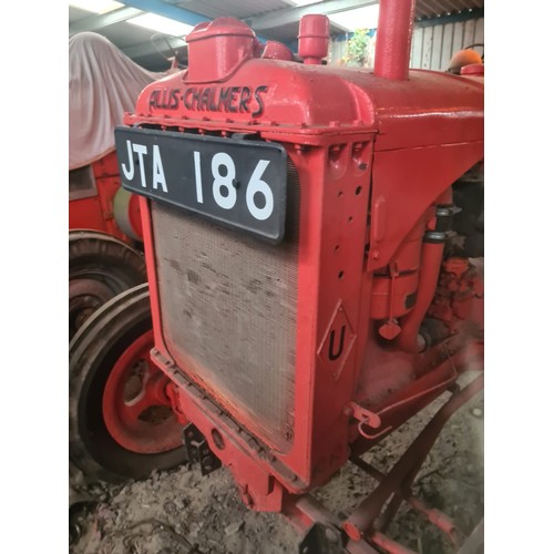 141 - Allis Chalmers model U tractor, 1943. Been in the same family since new. S/No. 17398. Reg. JTA 186. ... 