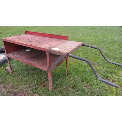 52 - Metal workbench on wheels