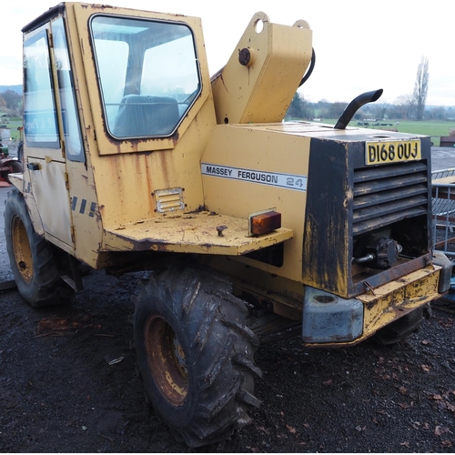 1638 - Massey Ferguson 24 telehandler. 1985. Runs and drives. Key in office