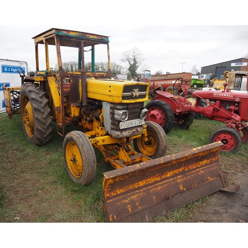 1643 - Massey Ferguson 165 tractor with front blade and AFT65 rotary chain trencher. Reg. OBM 117H. Key in ... 