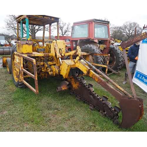 1643 - Massey Ferguson 165 tractor with front blade and AFT65 rotary chain trencher. Reg. OBM 117H. Key in ... 